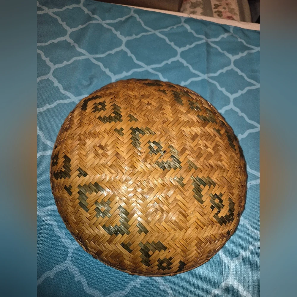 Vintage Boho Hand Woven Wall Hanging Basket Or Table Decor